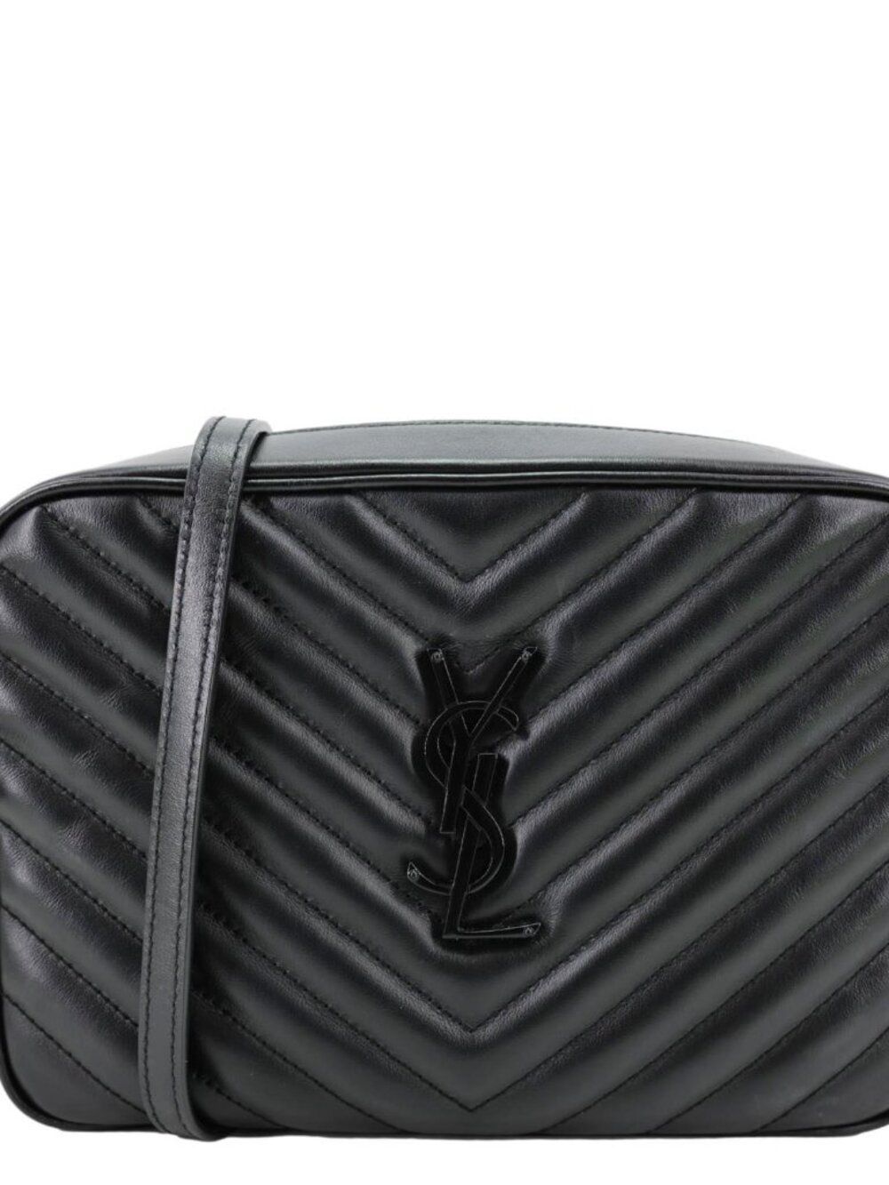 Yves Saint Laurent Lou Camera Chevron Leather Crossbody Bag Black